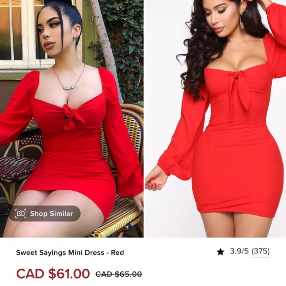 Red Mini Dress With a front Tie - Picture 1 of 4